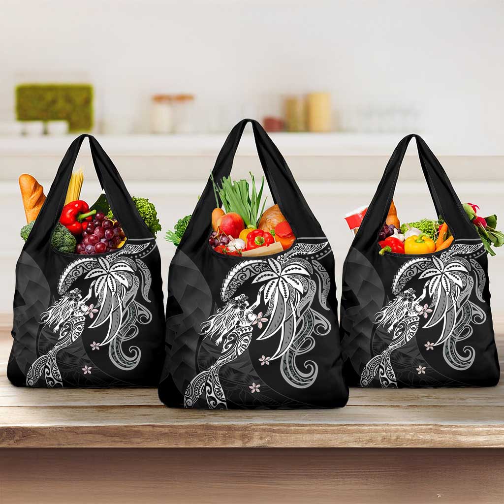 Polynesian Mermaid Plumeria Tribal Tattoo Grocery Bag LT01 3-pack One Size Black - Polynesian Pride