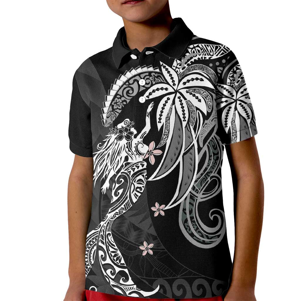Polynesian Mermaid Plumeria Tribal Tattoo Kid Polo Shirt