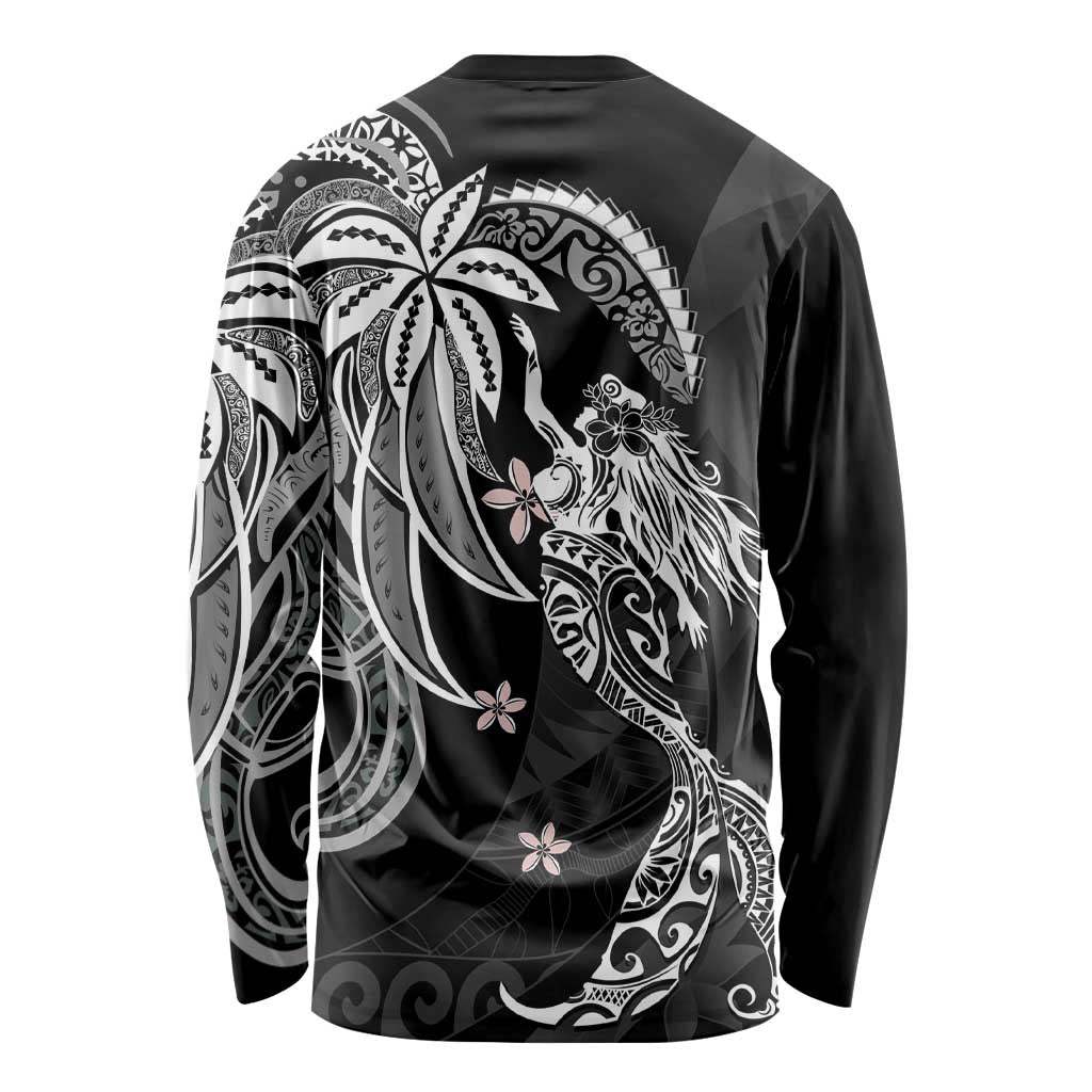 Polynesian Mermaid Plumeria Tribal Tattoo Long Sleeve Shirt