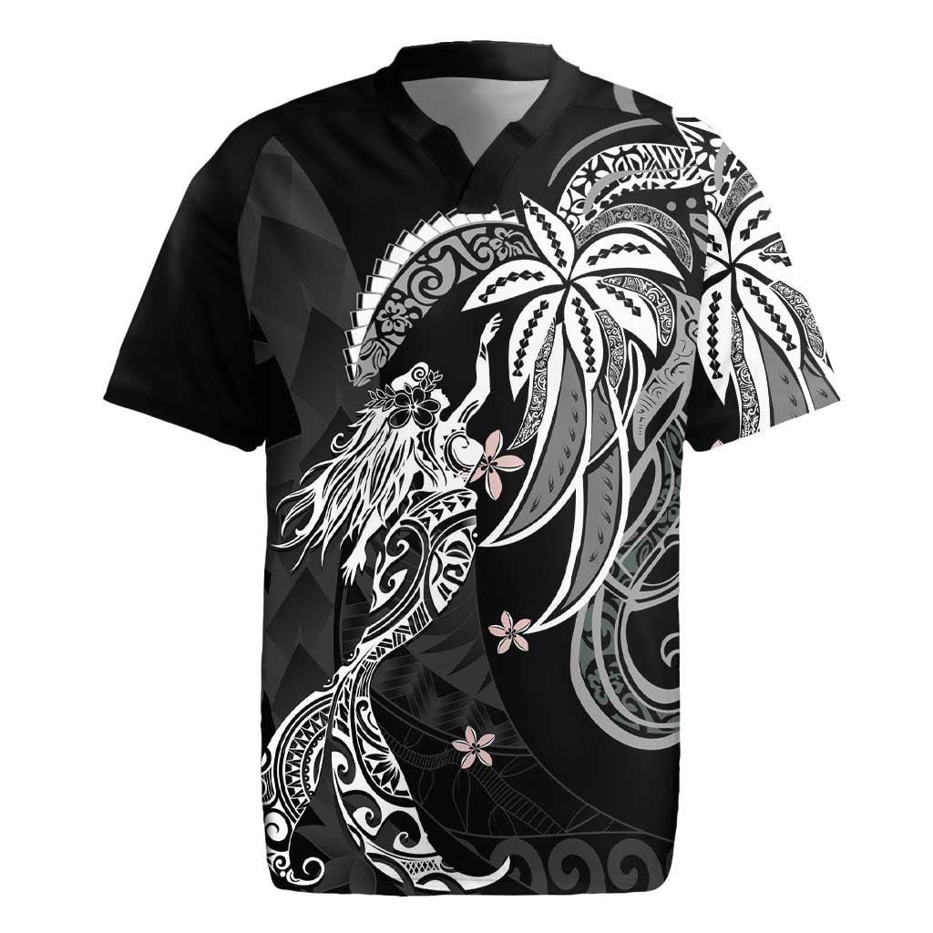 Polynesian Mermaid Plumeria Tribal Tattoo Rugby Jersey LT01 Black - Polynesian Pride