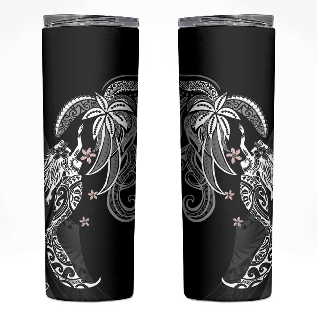 Polynesian Mermaid Plumeria Tribal Tattoo Skinny Tumbler LT01 Black - Polynesian Pride