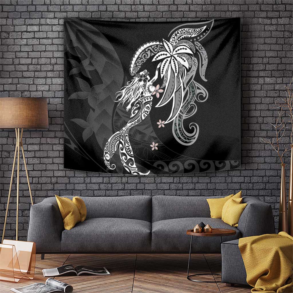 Polynesian Mermaid Plumeria Tribal Tattoo Tapestry LT01 Black - Polynesian Pride