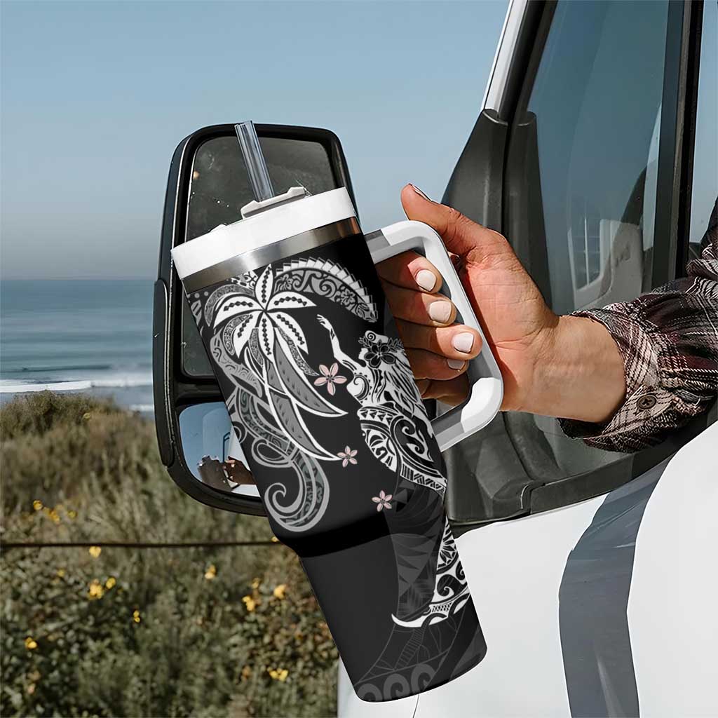 Polynesian Mermaid Plumeria Tribal Tattoo Tumbler With Handle