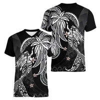Polynesian Mermaid Plumeria Tribal Tattoo Women V-Neck T-Shirt