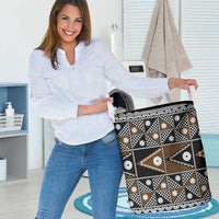 Fiji Brown Masi Pattern Laundry Basket Fijian Tapa
