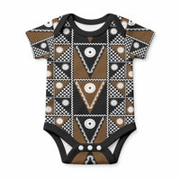 Fiji Brown Masi Pattern Baby Onesie Fijian Tapa