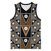 Fiji Brown Masi Pattern Basketball Jersey Fijian Tapa
