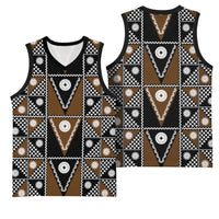 Fiji Brown Masi Pattern Basketball Jersey Fijian Tapa