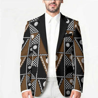 Fiji Brown Masi Pattern Blazer Fijian Tapa