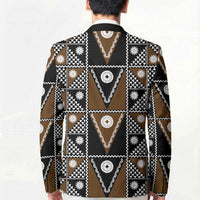 Fiji Brown Masi Pattern Blazer Fijian Tapa