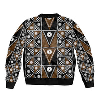 Fiji Brown Masi Pattern Bomber Jacket Fijian Tapa