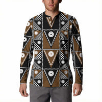 Fiji Brown Masi Pattern Button Sweatshirt Fijian Tapa