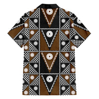 Fiji Brown Masi Pattern Family Matching Long Sleeve Bodycon Dress and Hawaiian Shirt Fijian Tapa LT01 - Polynesian Pride