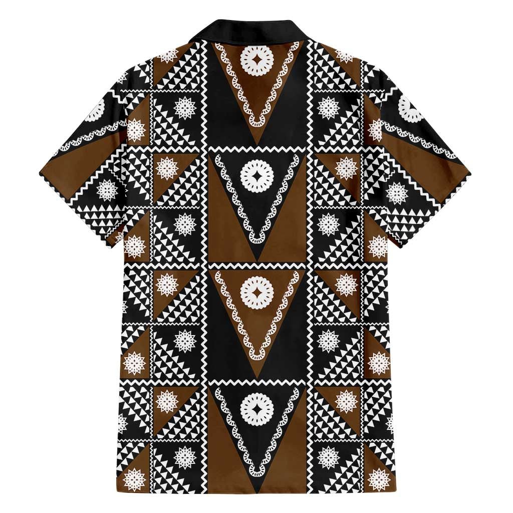 Fiji Brown Masi Pattern Family Matching Mermaid Dress and Hawaiian Shirt Fijian Tapa LT01 - Polynesian Pride