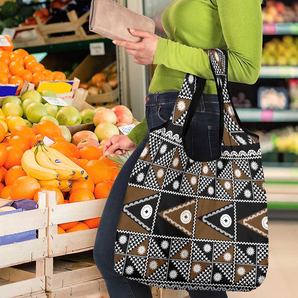 Fiji Brown Masi Pattern Grocery Bag Fijian Tapa