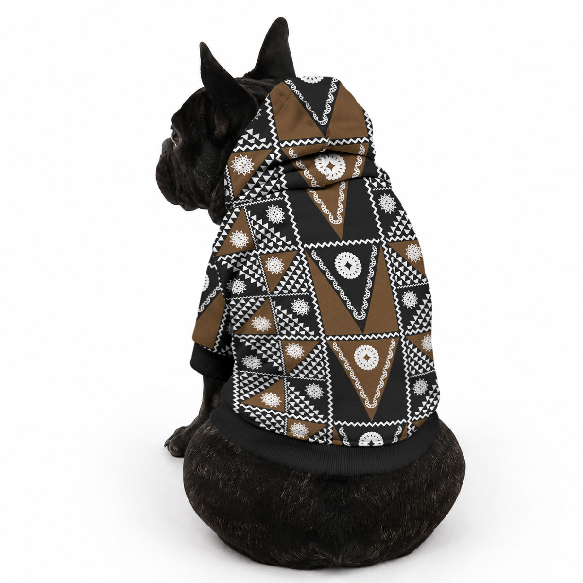 Fiji Brown Masi Pattern Pet Hoodie Fijian Tapa LT01 - Polynesian Pride
