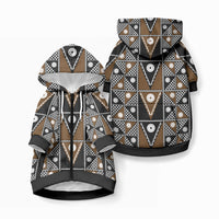 Fiji Brown Masi Pattern Pet Hoodie Fijian Tapa LT01 Zip-up Brown - Polynesian Pride