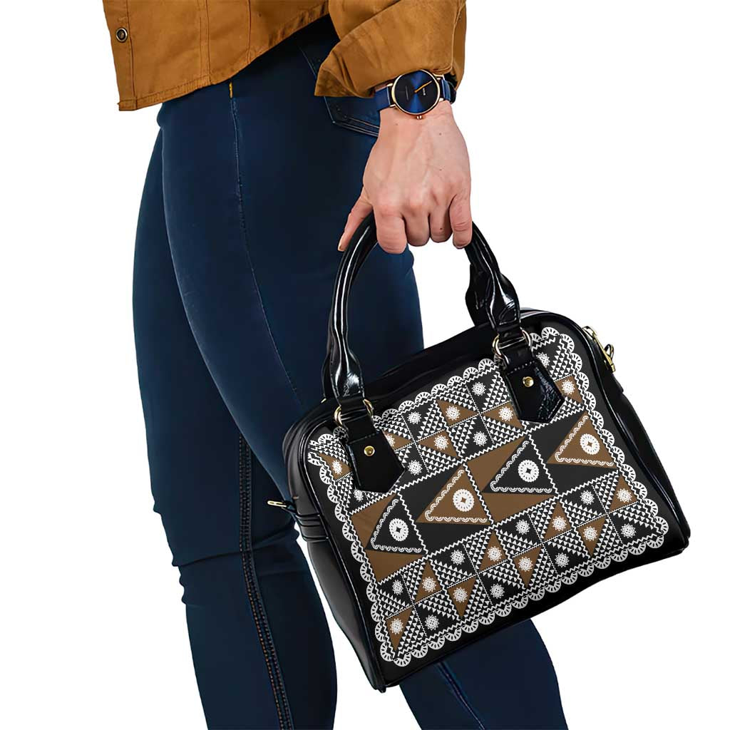 Fiji Brown Masi Pattern Shoulder Handbag Fijian Tapa