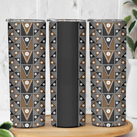 Fiji Brown Masi Pattern Skinny Tumbler Fijian Tapa