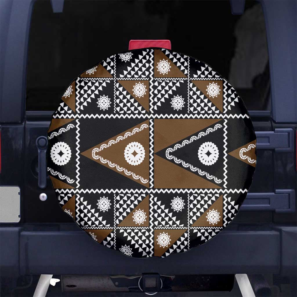 Fiji Brown Masi Pattern Spare Tire Cover Fijian Tapa