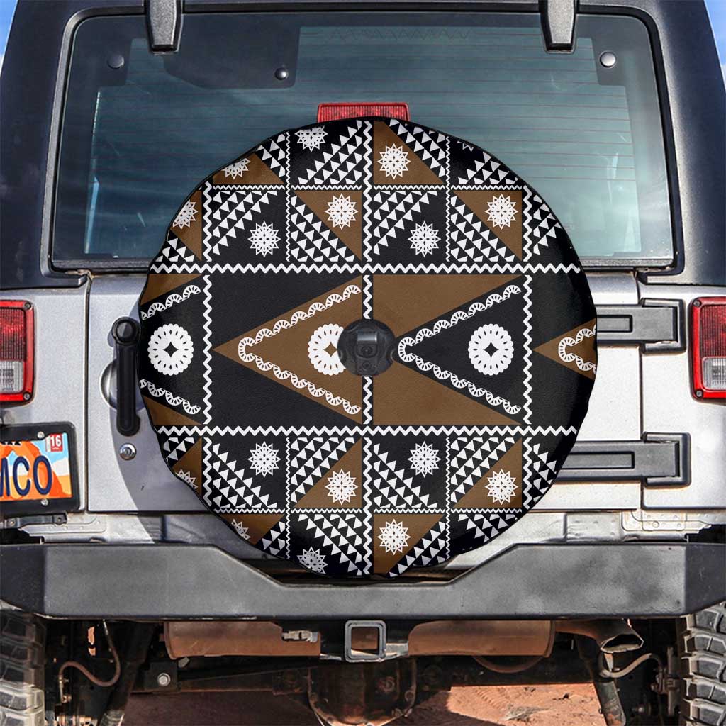 Fiji Brown Masi Pattern Spare Tire Cover Fijian Tapa