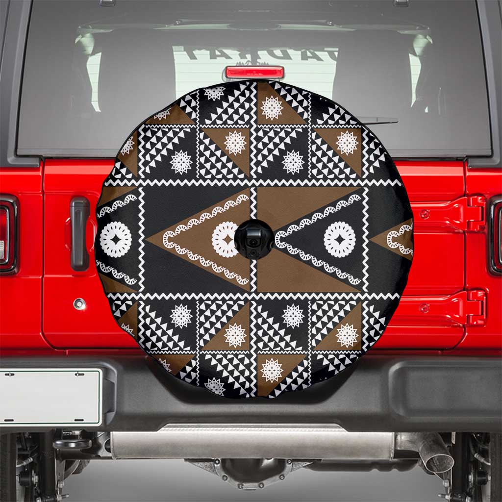 Fiji Brown Masi Pattern Spare Tire Cover Fijian Tapa