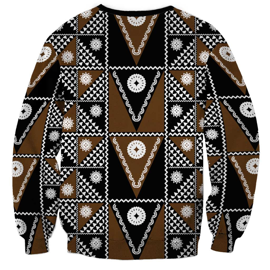 Fiji Brown Masi Pattern Sweatshirt Fijian Tapa