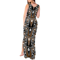 Fiji Brown Masi Pattern Tank Maxi Dress Fijian Tapa