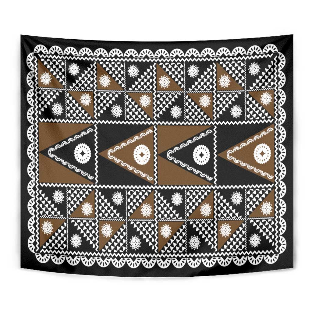 Fiji Brown Masi Pattern Tapestry Fijian Tapa