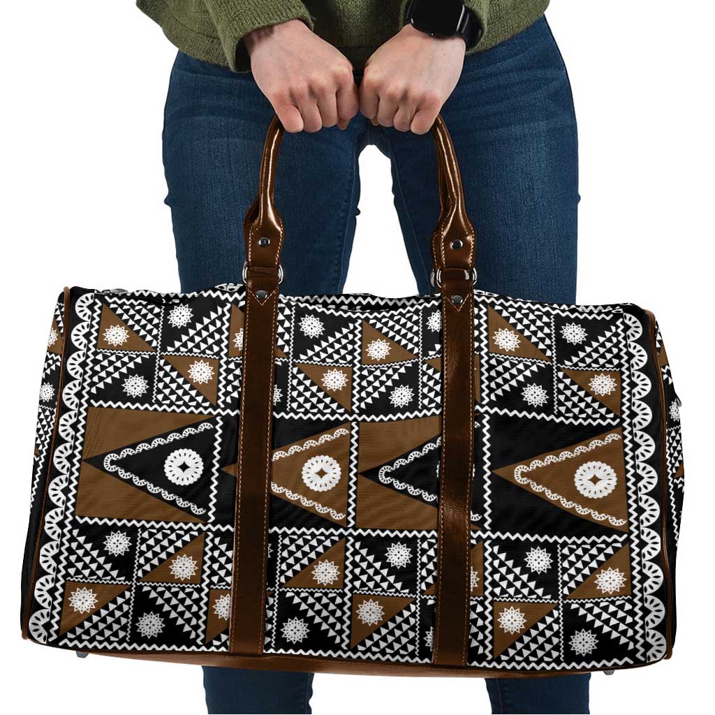 Fiji Brown Masi Pattern Travel Bag Fijian Tapa