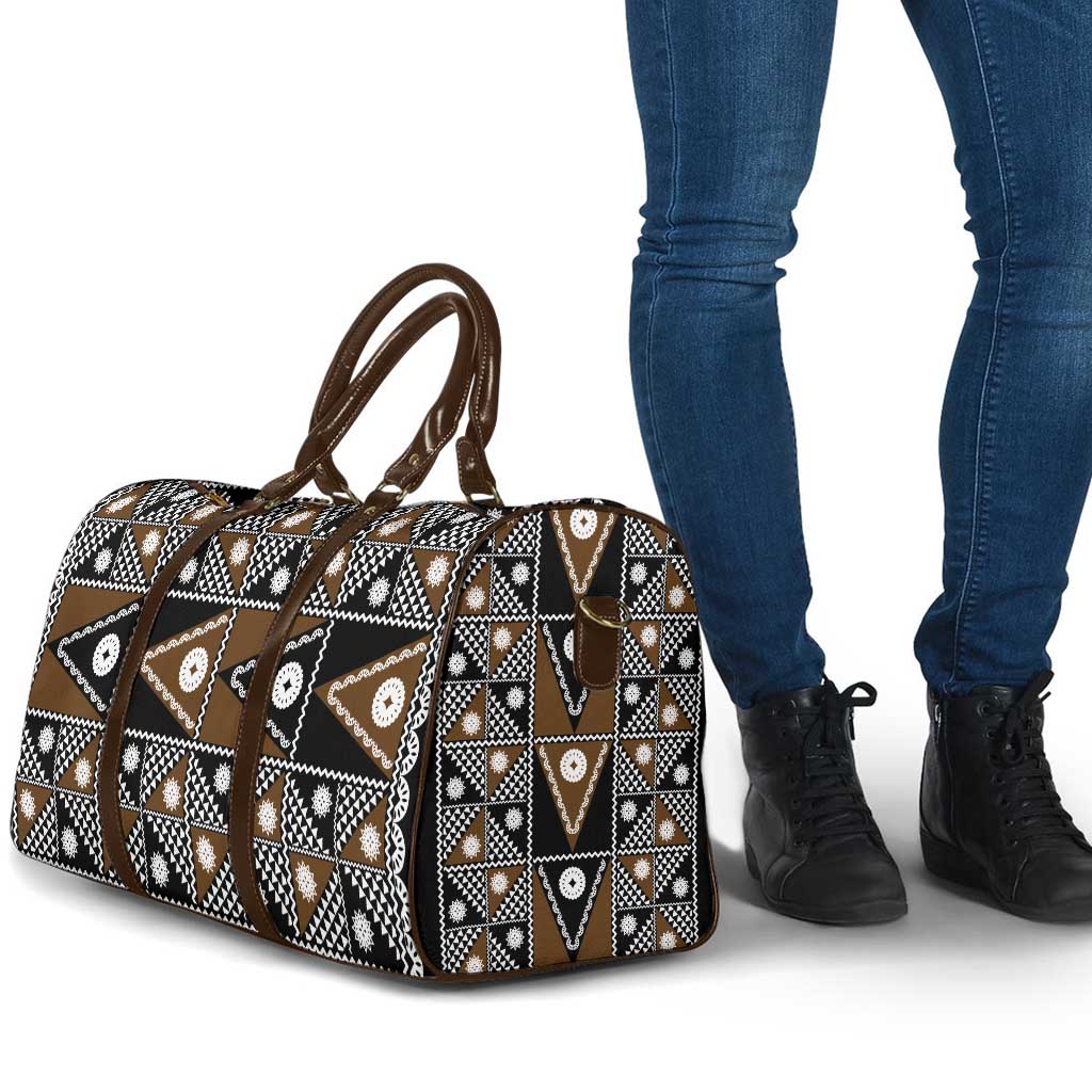 Fiji Brown Masi Pattern Travel Bag Fijian Tapa