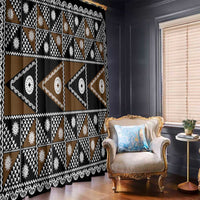 Fiji Brown Masi Pattern Window Curtain Fijian Tapa