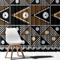Fiji Brown Masi Pattern Window Curtain Fijian Tapa