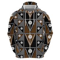 Fiji Brown Masi Pattern Zip Hoodie Fijian Tapa