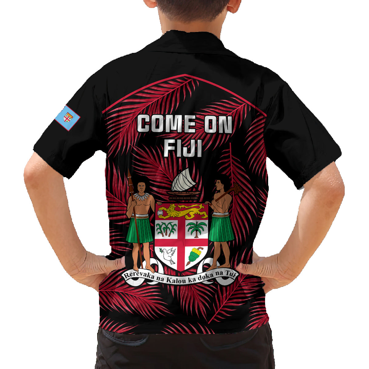Fiji Rugby Family Matching Long Sleeve Bodycon Dress and Hawaiian Shirt Flying Fijians Red Palm Tree Version LT01 - Polynesian Pride