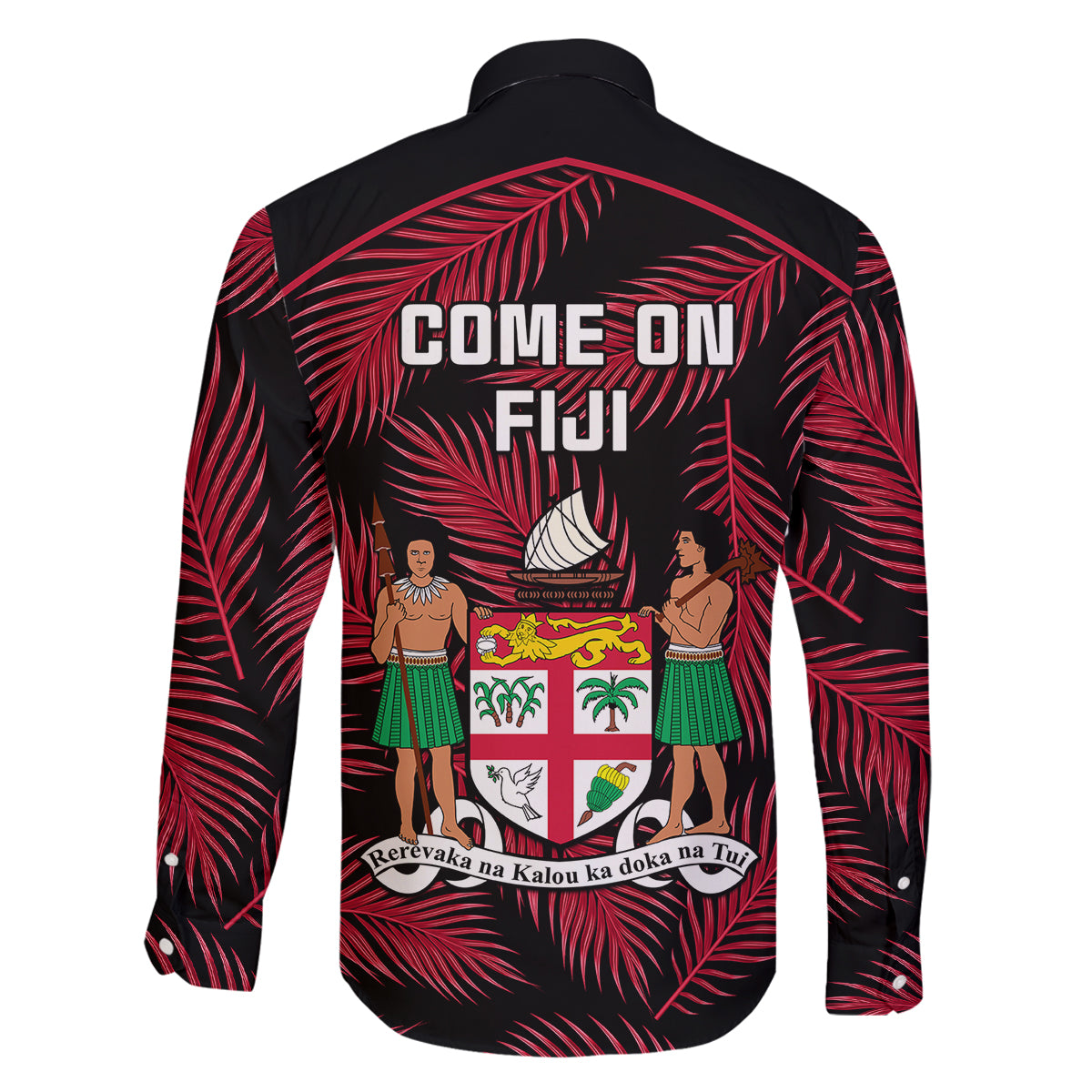 Fiji Rugby Family Matching Long Sleeve Bodycon Dress and Hawaiian Shirt Flying Fijians Red Palm Tree Version LT01 - Polynesian Pride