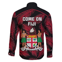Fiji Rugby Family Matching Long Sleeve Bodycon Dress and Hawaiian Shirt Flying Fijians Red Palm Tree Version LT01 - Polynesian Pride