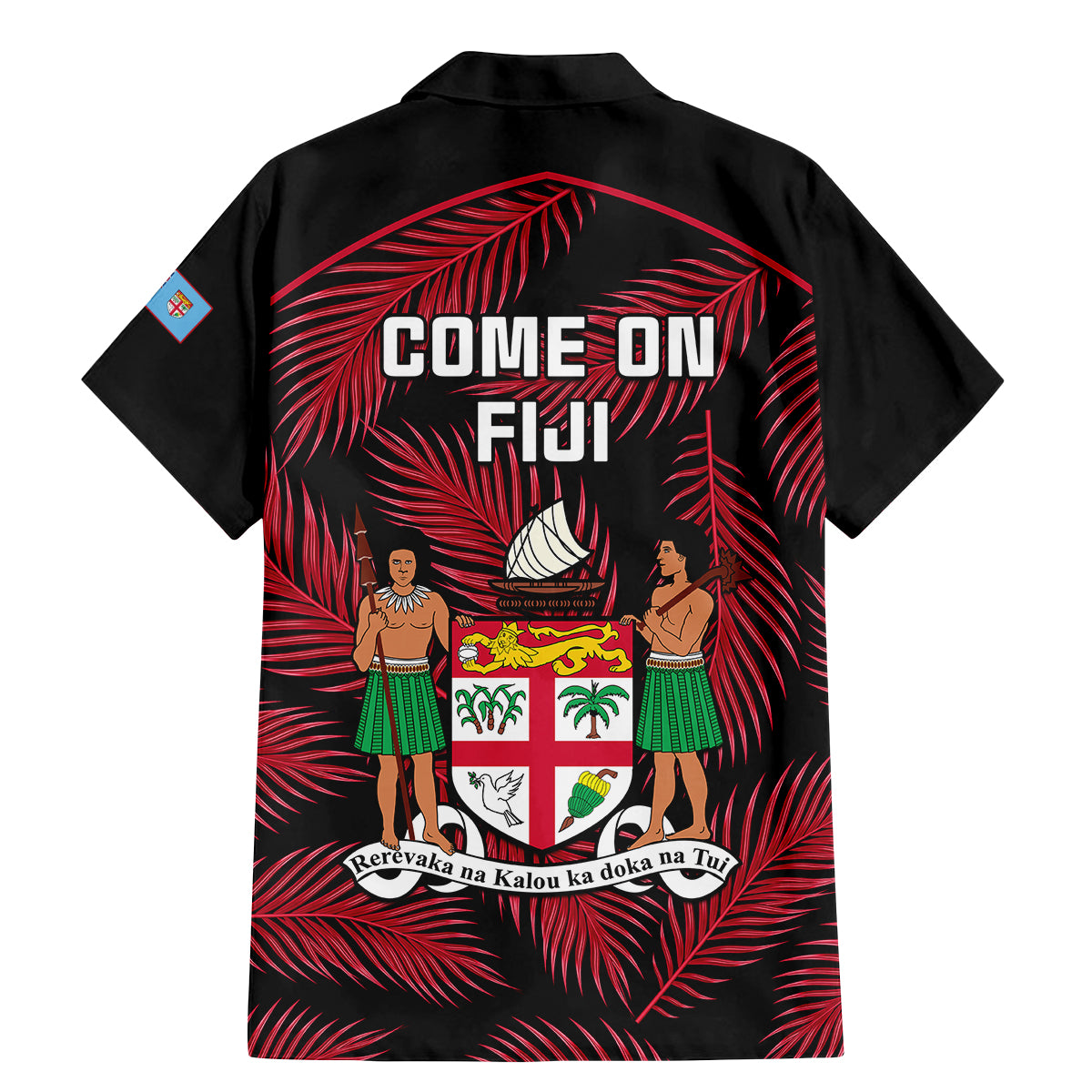 Fiji Rugby Family Matching Mermaid Dress and Hawaiian Shirt Flying Fijians Red Palm Tree Version LT01 - Polynesian Pride