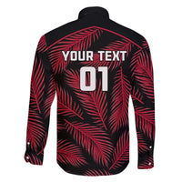 Custom Fiji Rugby Family Matching Long Sleeve Bodycon Dress and Hawaiian Shirt Flying Fijians Red Palm Tree Version LT01 - Polynesian Pride
