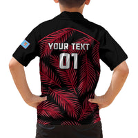 Custom Fiji Rugby Family Matching Off Shoulder Maxi Dress and Hawaiian Shirt Flying Fijians Red Palm Tree Version LT01 - Polynesian Pride