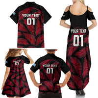 Custom Fiji Rugby Family Matching Summer Maxi Dress and Hawaiian Shirt Flying Fijians Red Palm Tree Version LT01 - Polynesian Pride