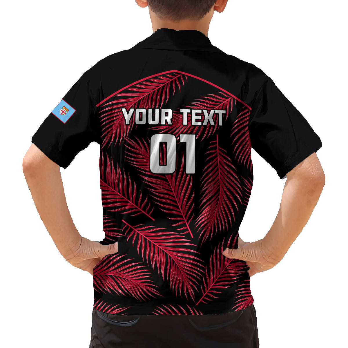 Custom Fiji Rugby Family Matching Tank Maxi Dress and Hawaiian Shirt Flying Fijians Red Palm Tree Version LT01 - Polynesian Pride