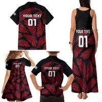 Custom Fiji Rugby Family Matching Tank Maxi Dress and Hawaiian Shirt Flying Fijians Red Palm Tree Version LT01 - Polynesian Pride