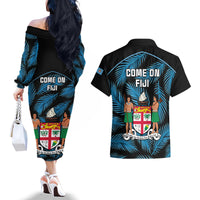 fiji-rugby-couples-matching-off-the-shoulder-long-sleeve-dress-and-hawaiian-shirt-flying-fijians-blue-palm-tree-version