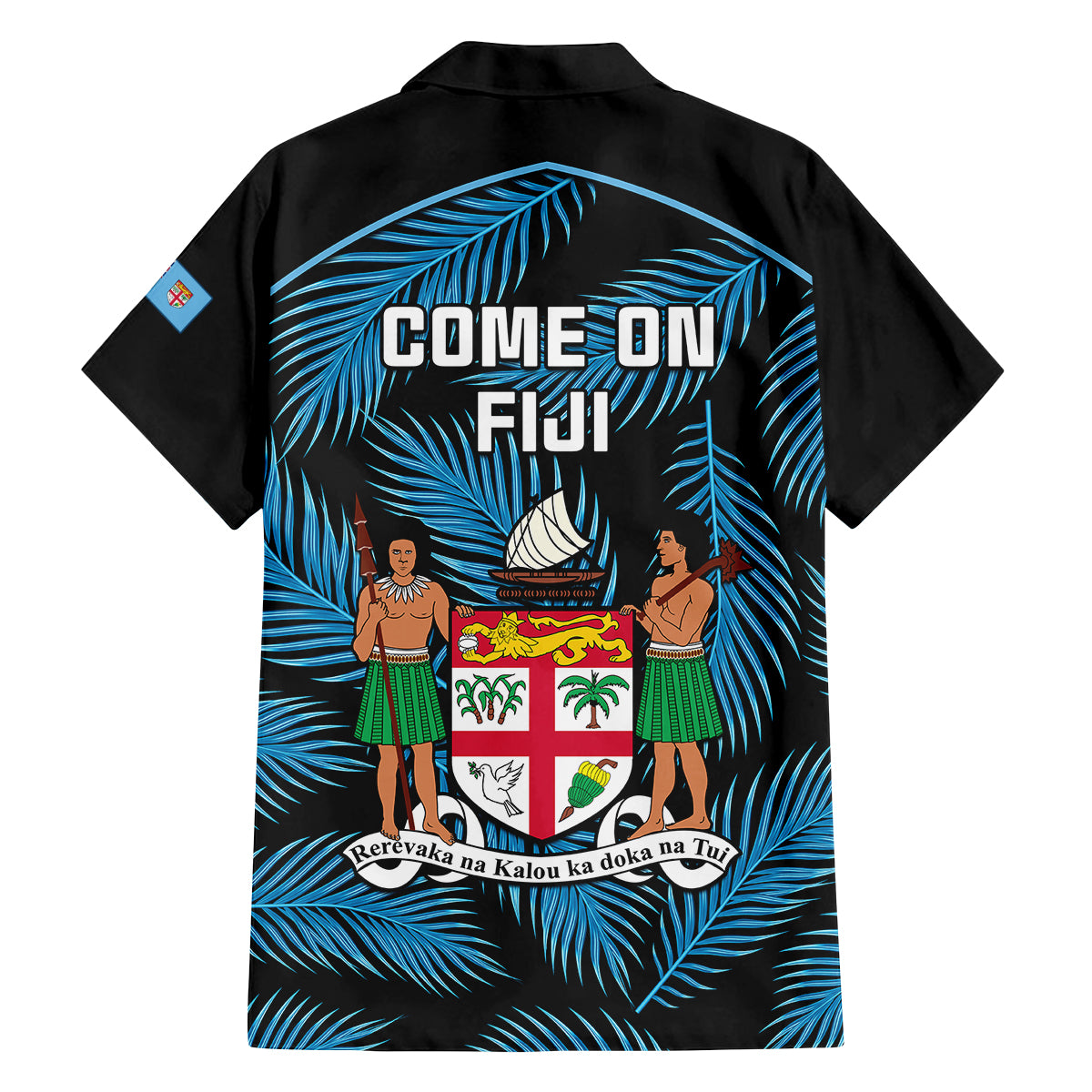 fiji-rugby-family-matching-off-shoulder-maxi-dress-and-hawaiian-shirt-flying-fijians-blue-palm-tree-version