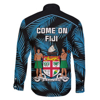 Fiji Rugby Family Matching Short Sleeve Bodycon Dress and Hawaiian Shirt Flying Fijians Blue Palm Tree Version LT01 - Polynesian Pride