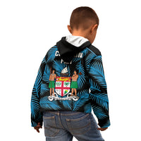 Fiji Rugby Kid Hoodie Flying Fijians Blue Palm Tree Version LT01 - Polynesian Pride