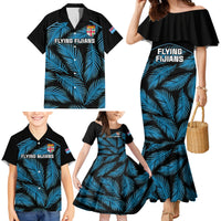 Custom Fiji Rugby Family Matching Mermaid Dress and Hawaiian Shirt Flying Fijians Blue Palm Tree Version LT01 - Polynesian Pride