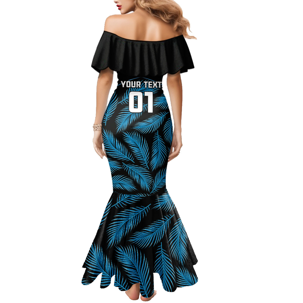 Custom Fiji Rugby Family Matching Mermaid Dress and Hawaiian Shirt Flying Fijians Blue Palm Tree Version LT01 - Polynesian Pride