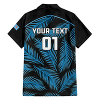 Custom Fiji Rugby Family Matching Short Sleeve Bodycon Dress and Hawaiian Shirt Flying Fijians Blue Palm Tree Version LT01 - Polynesian Pride